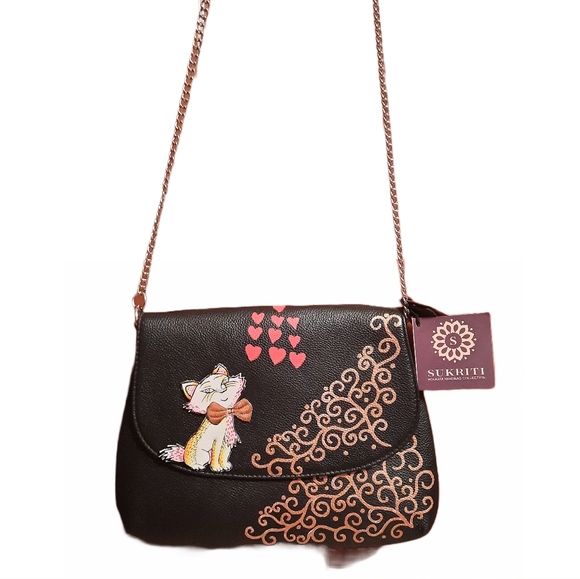 Sukriti Handbags - Marie Cat Leather Crossbody Bag